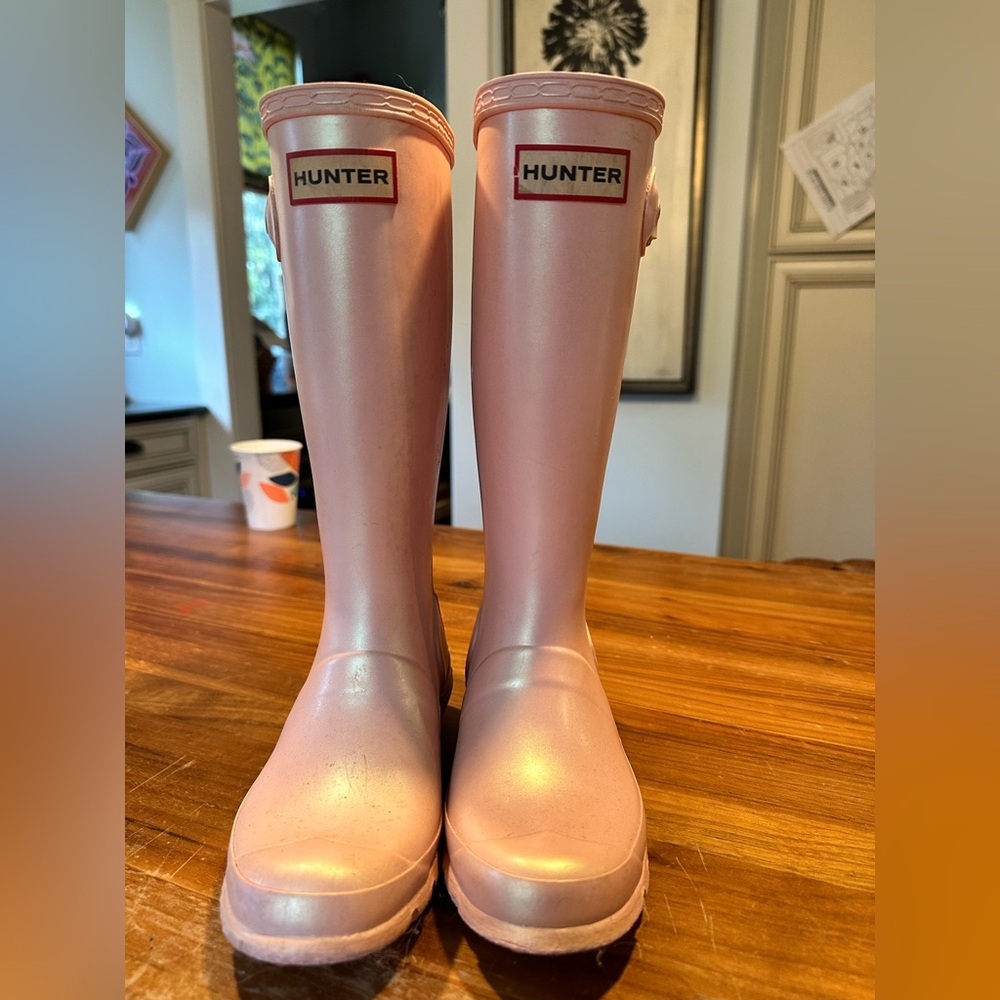 Hunter Blush Pink Tall Boots for Girls. Size 1
